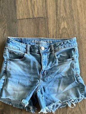 American Eagle Outfitters Light Blue Denim Shorts with Frayed Hem